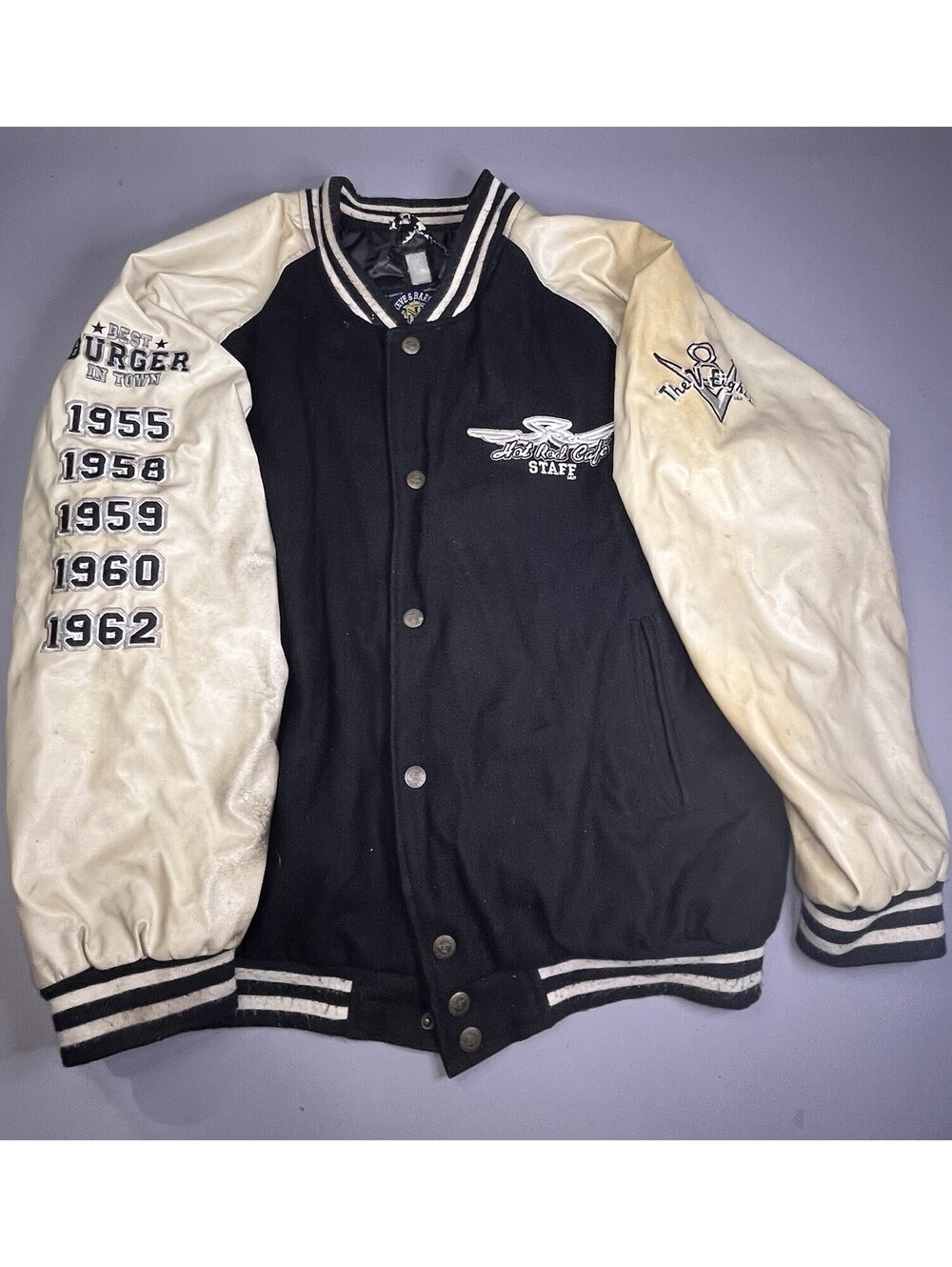 Steve & Barrys Hot Rod Cafe VEights Car Club Varsity Jacket